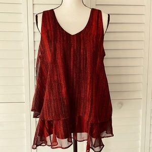 Flirty Red Sleeveless Blouse